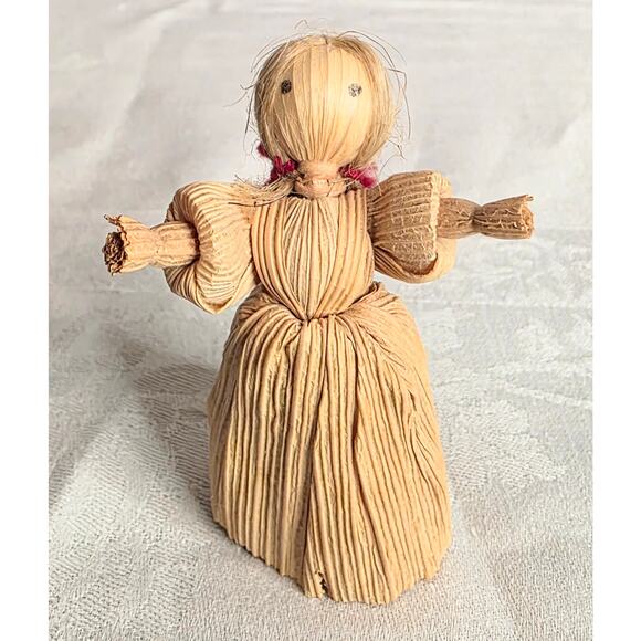 Set of 6 Vintage Mini Corn Husk Dolls 3 1/2" Tall - Picture 4 of 8